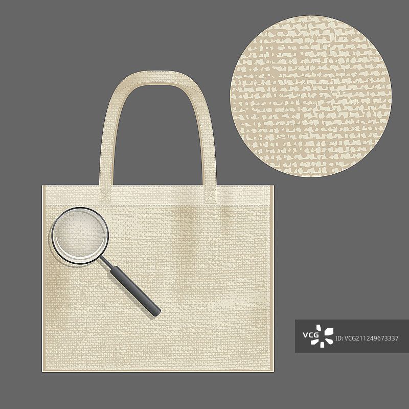 放大镜下的棉纺帆布环保袋图片素材