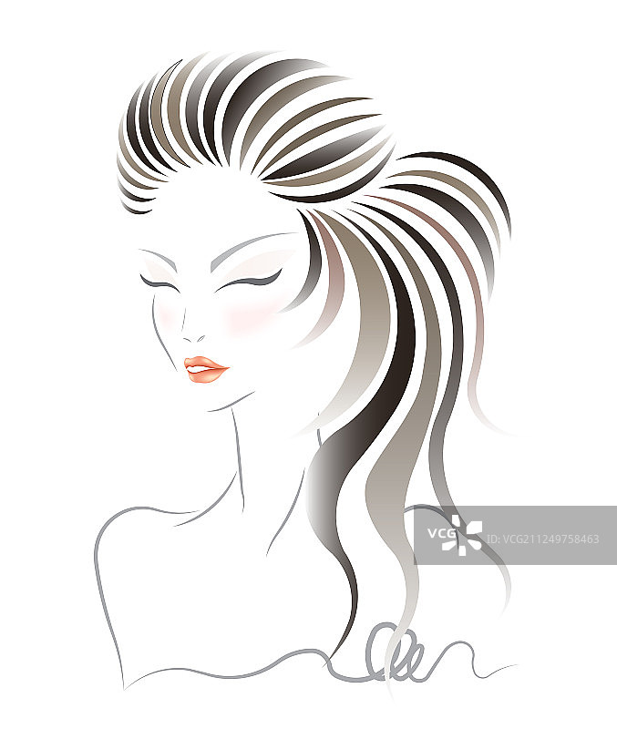 白色背景上的女士发型图片素材