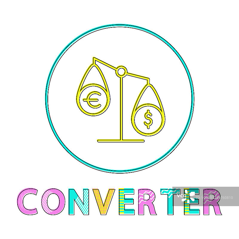 货币转换器倾斜刻度描绘图标图片素材