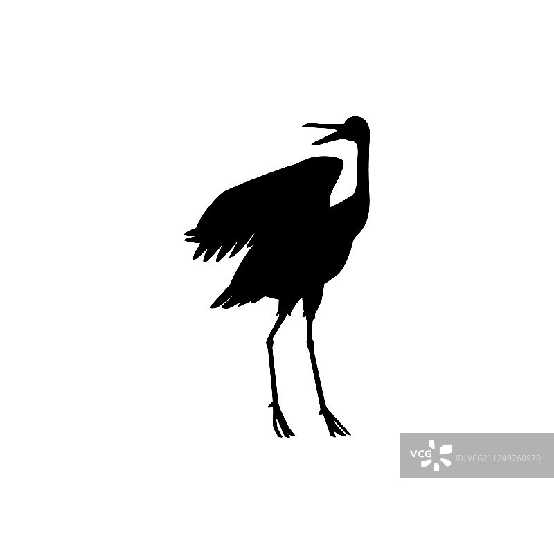 手绘白色仙鹤站立图片素材