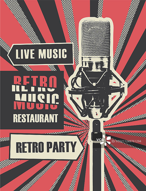 带麦克风的复古音乐餐厅菜单图片素材