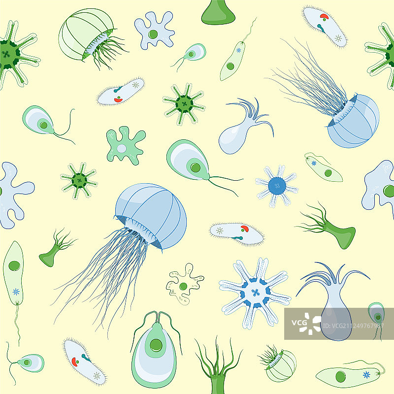 水母变形虫无缝图案图片素材