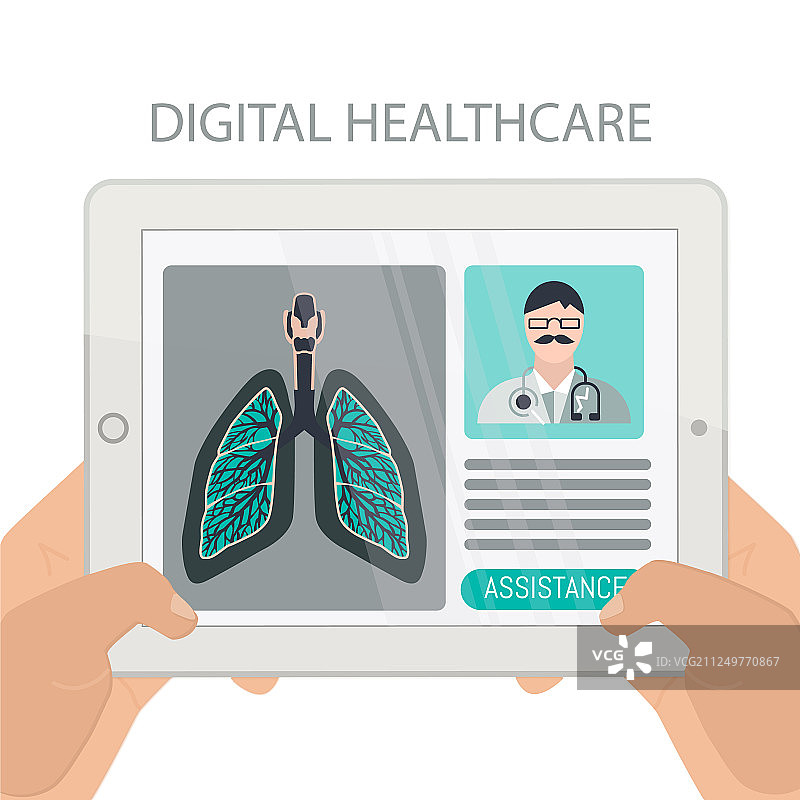 使用平板电脑的数字健康概念用户图片素材