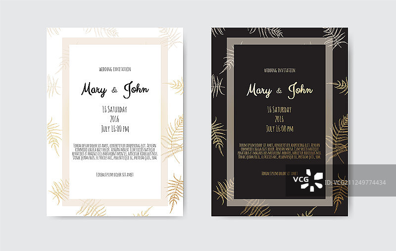 金色花卉元素邀请函图片素材