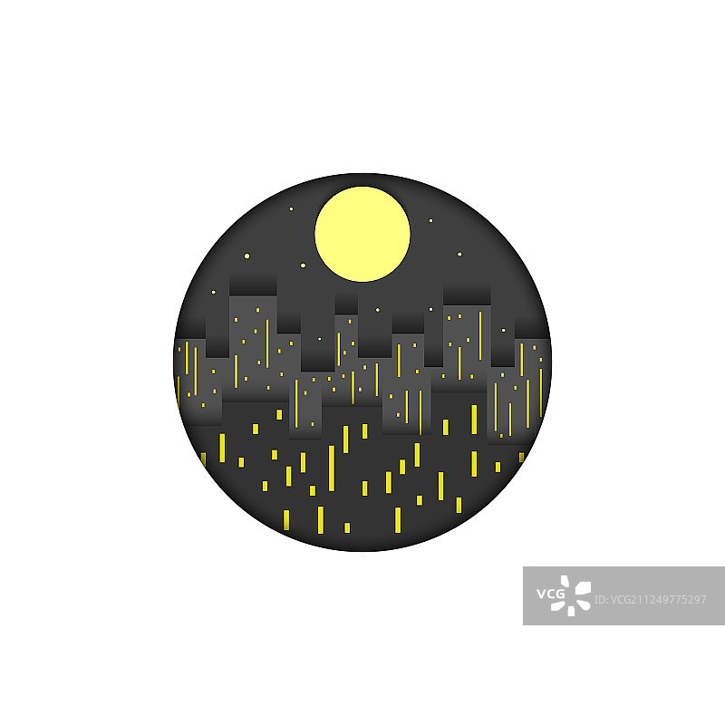 圆形城市logo创意剪纸图片素材