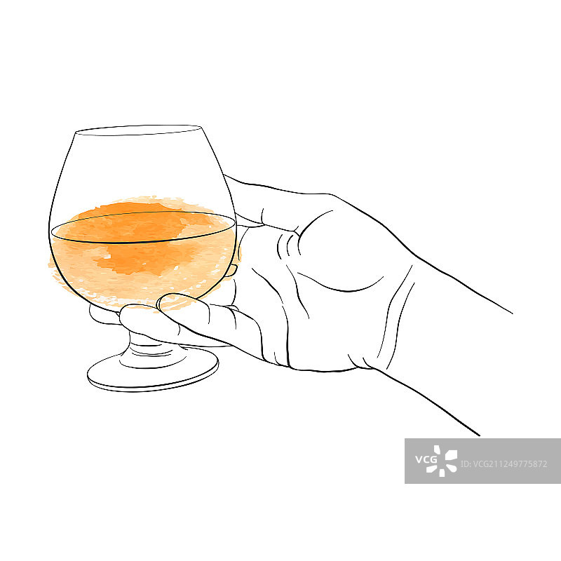 手持干邑白兰地酒杯图片素材