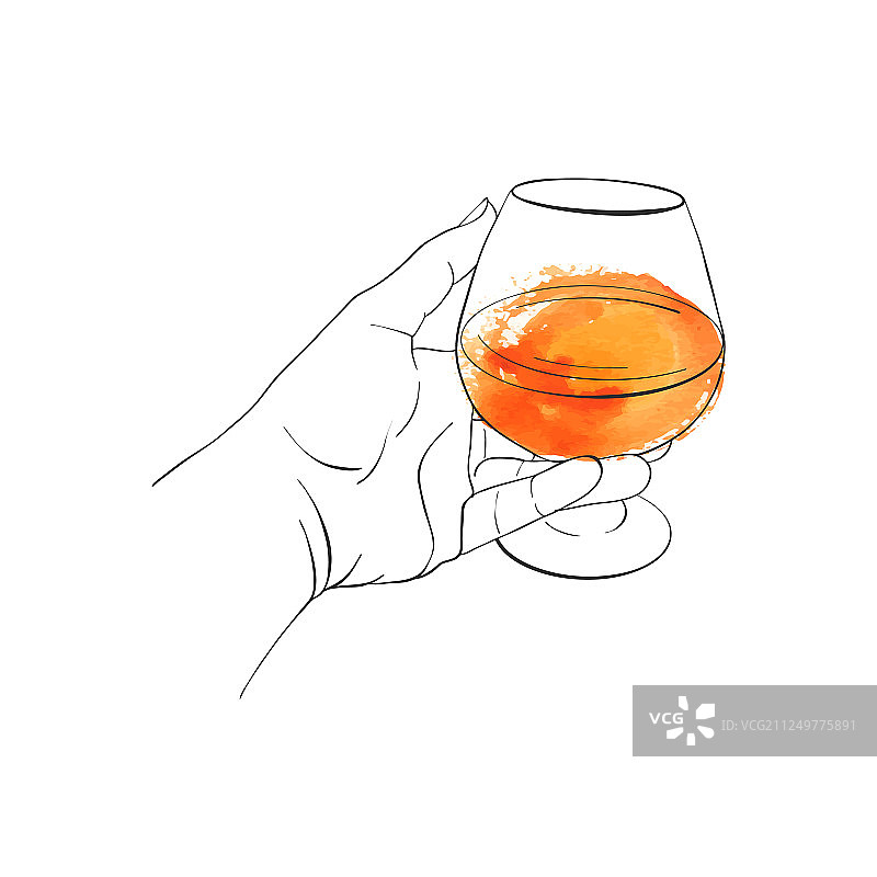 手持干邑白兰地酒杯图片素材