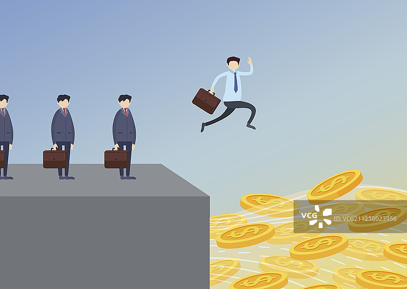 商业人物成功的跨越图片素材