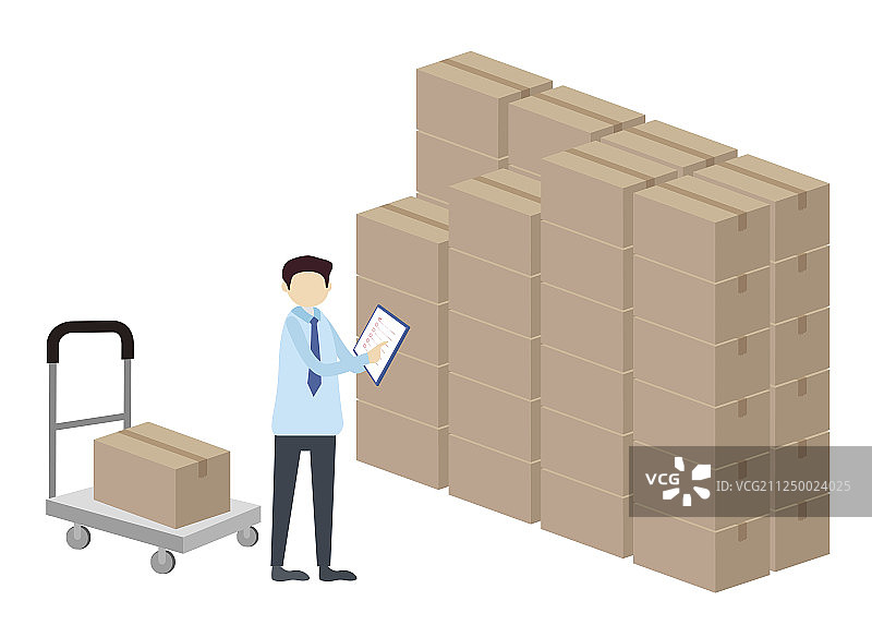仓库管理员正在盘点货物图片素材