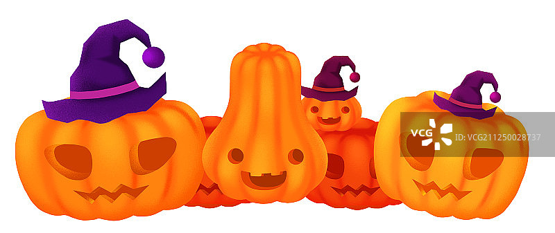 万圣节晚上南瓜灯插画元素图片素材