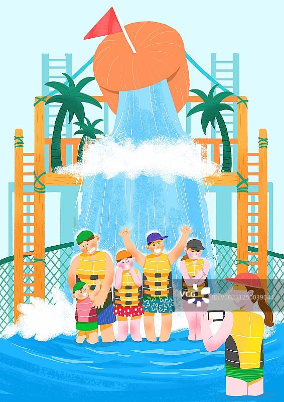 水上乐园夏日假期插画002图片素材