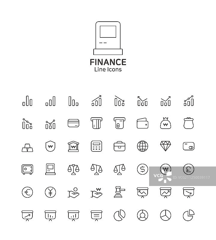 用于网站和App设计的现代细线扁平设计图标集013图片素材
