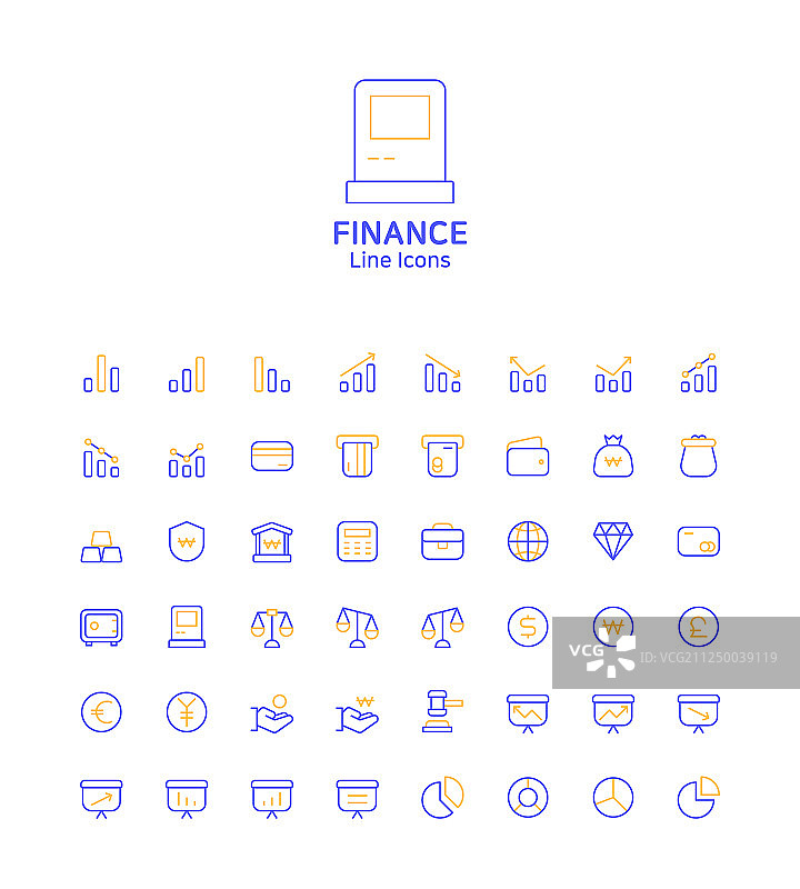 网站和App设计的现代细线扁平风格图标集014图片素材
