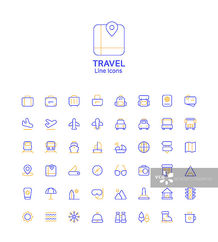 网站和App设计使用的现代细线扁平风格图标022图片素材