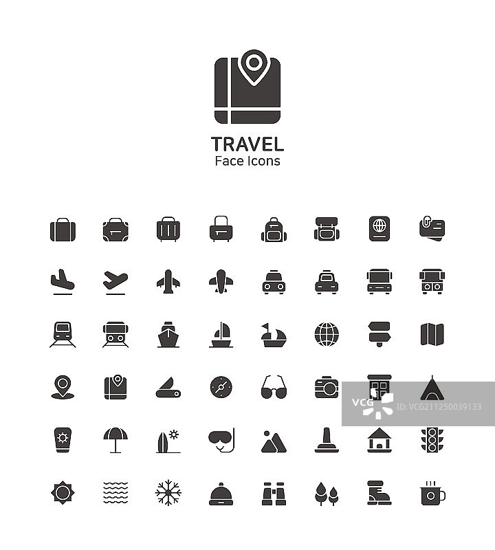 网站和应用程序设计的现代细线扁平风格图标图片素材