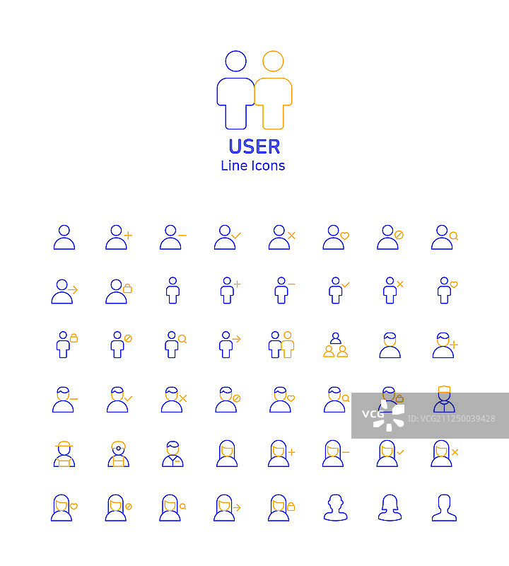 网站和应用程序设计的现代细线扁平设计图标集065图片素材