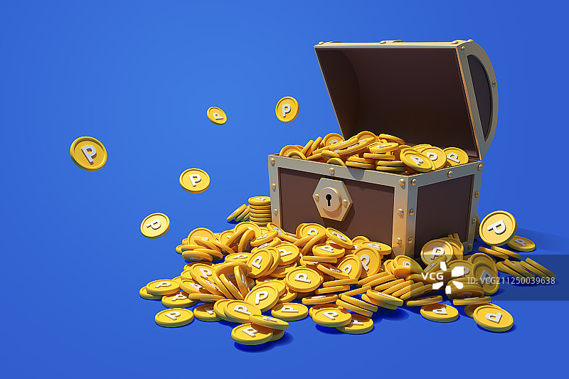 购物积分概念3D金币图片素材