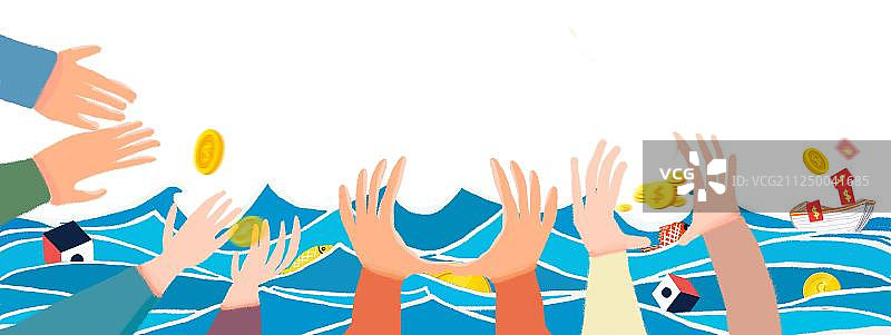 许多手在接落下的金币图片素材