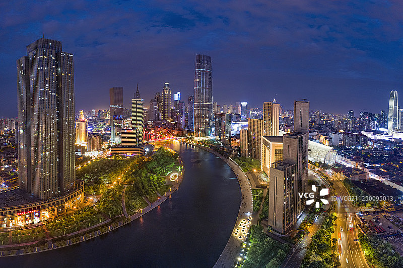 天津海河夜景全景图片素材
