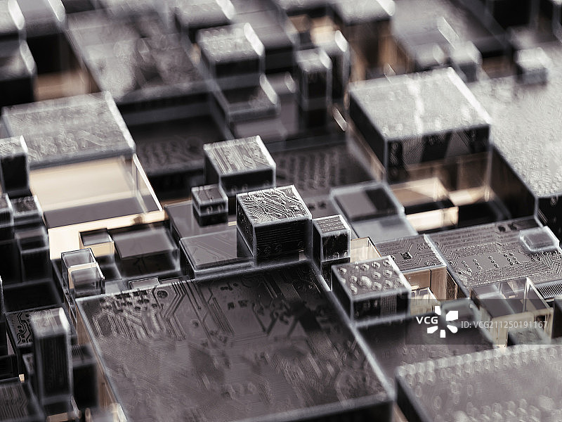 抽象的三维立方体阵列排布，科技芯片电路概念背景素材图片素材