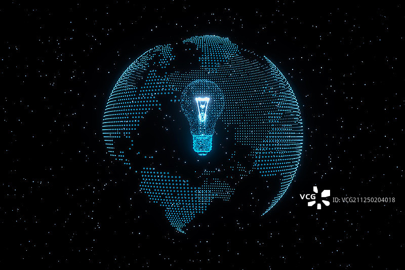 3D宇宙中发光的灯泡图片素材
