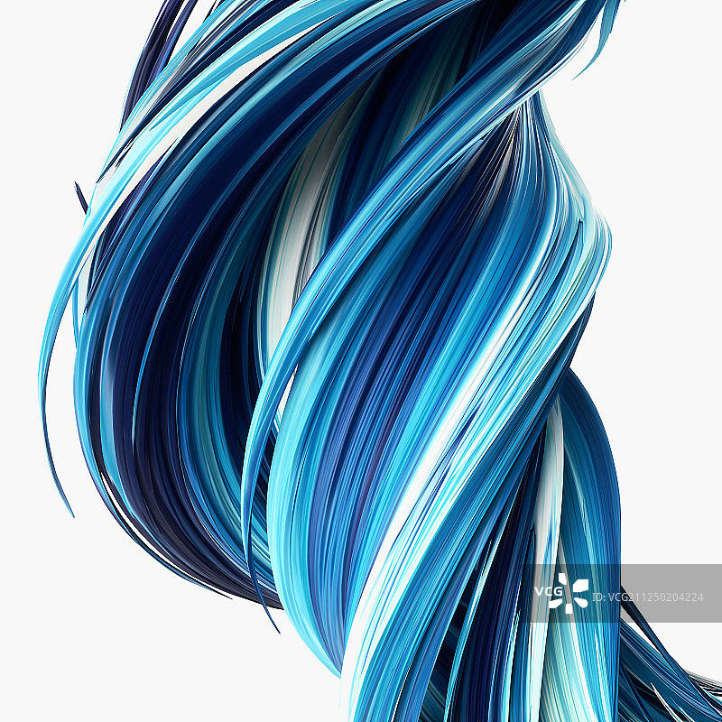 多彩颜料旋转扭曲缠绕形成的抽象白底图形素材图片素材