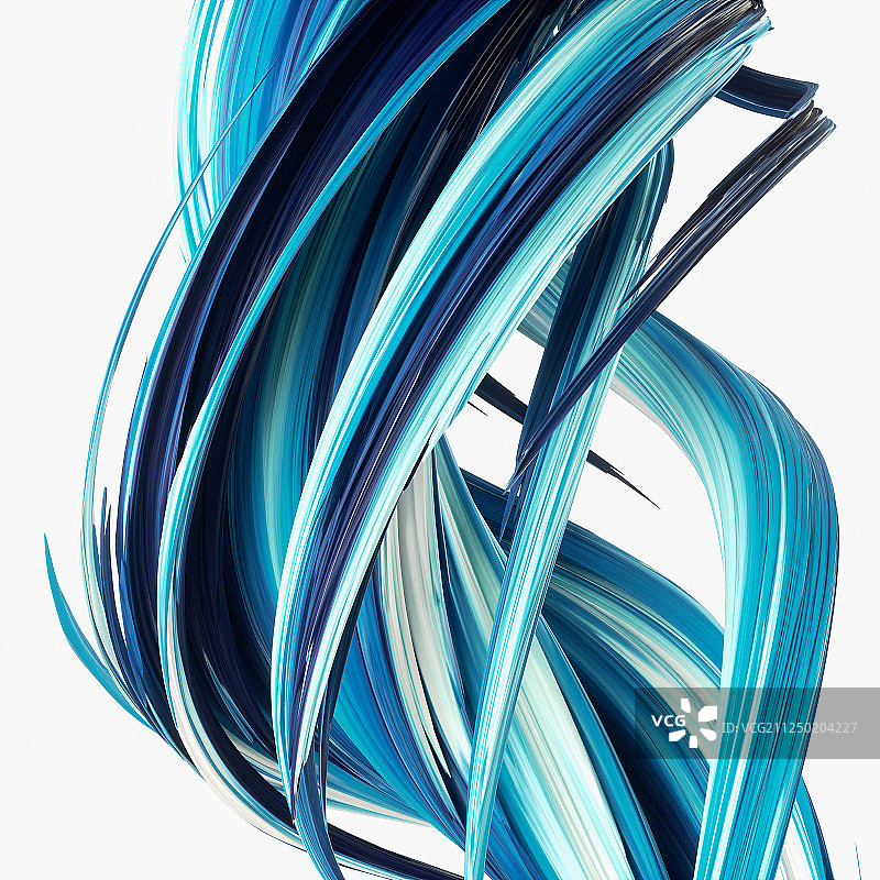 多彩颜料旋转扭曲缠绕形成的抽象白底图形素材图片素材