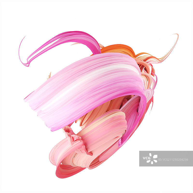 多彩颜料旋转扭曲缠绕形成的抽象白底图形素材图片素材