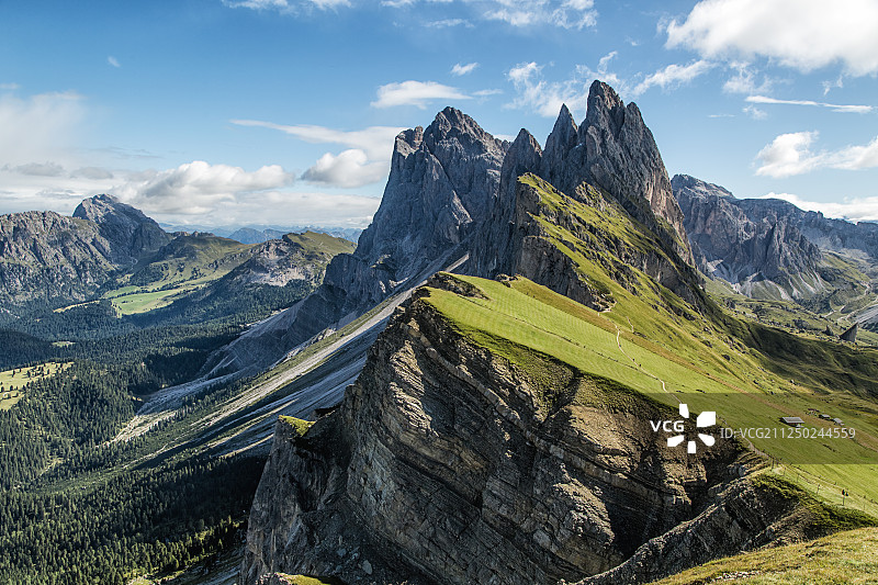 意大利多洛米蒂山区美丽陡峭的瑟切达刀锋山风景图片素材