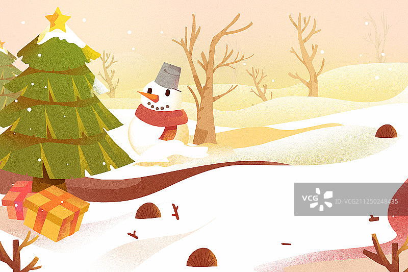 卡通手绘唯美圣诞节雪地背景图片素材