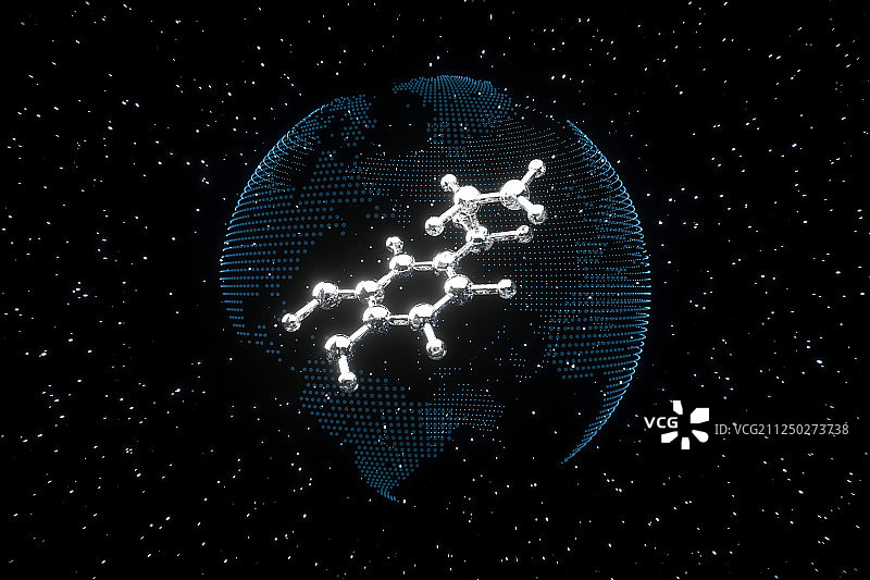 3D宇宙中的分子式图片素材