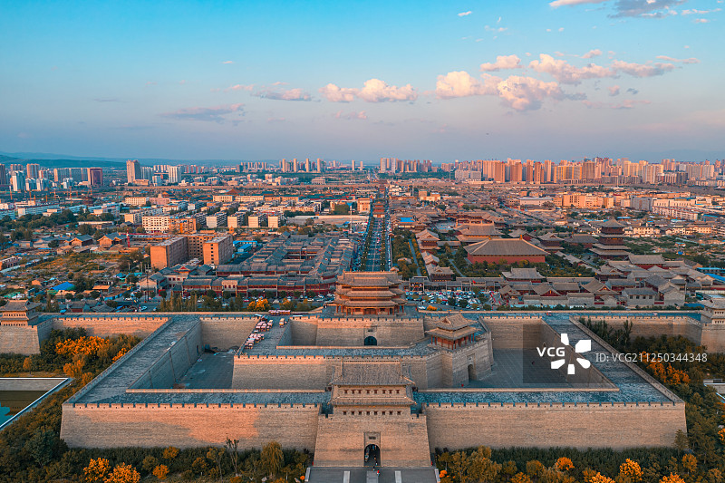 大同古城夕照图片素材