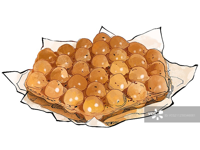 美食手绘插画 鸡蛋仔 无字无背景图片素材