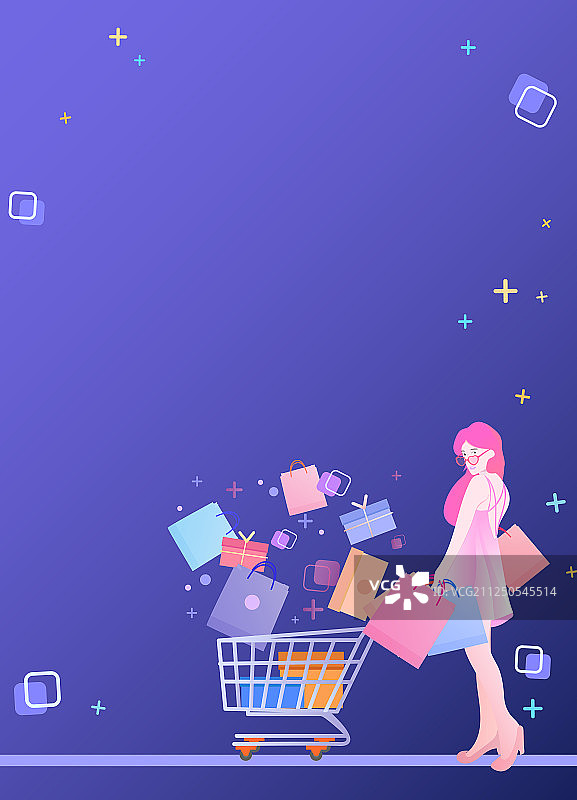 电商购物节的节日促销商业活动，时尚女性用手机在网上购物消费的图片素材