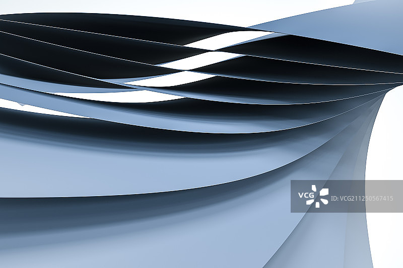 蓝色流动曲面与线条，三维渲染图片素材