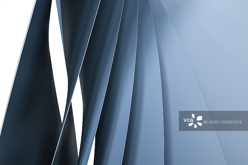 蓝色流动曲面与线条，三维渲染图片素材