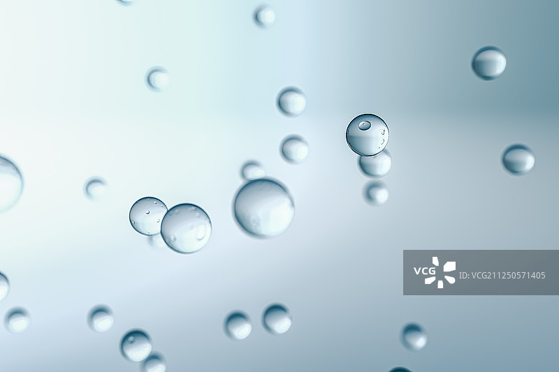 水珠与蓝色背景，三维渲染图片素材