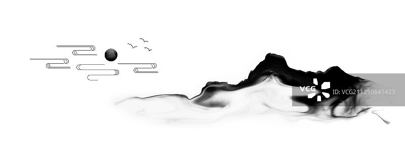 流体墨韵山脉 创意液态水墨画图片素材