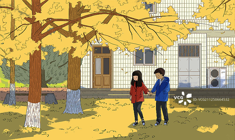 秋天的约会图片素材