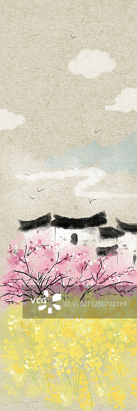 水墨风二十四节气之徽州印象-春分图片素材