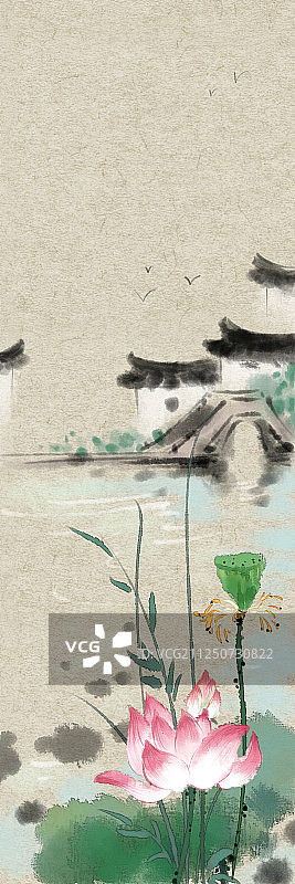 水墨风二十四节气之徽州印象-大暑图片素材