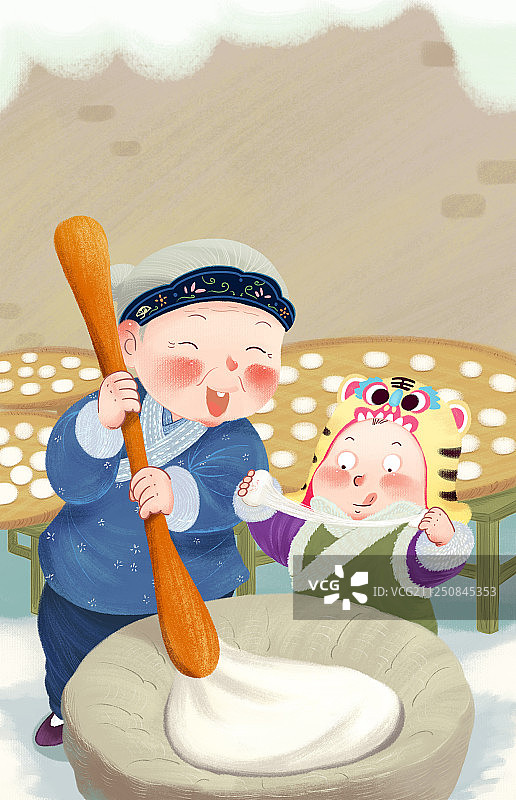 大寒制作糍粑图片素材