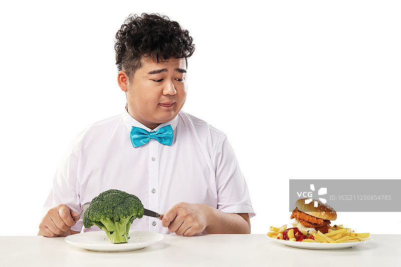 小胖子吃汉堡包图片素材