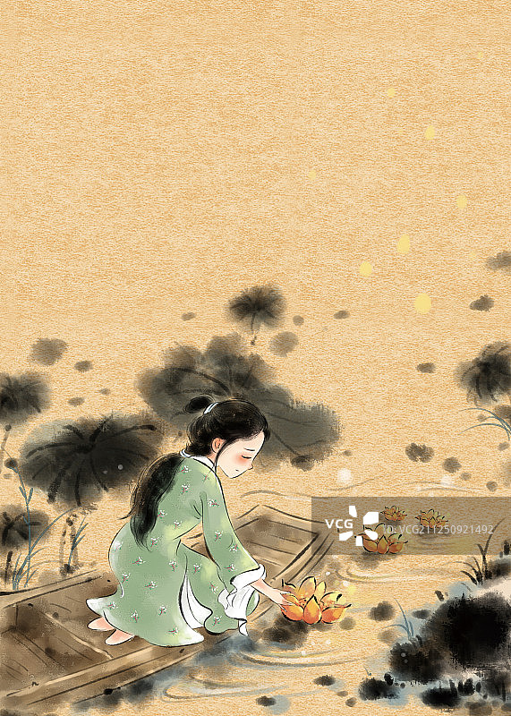 放河灯图-中秋节图片素材