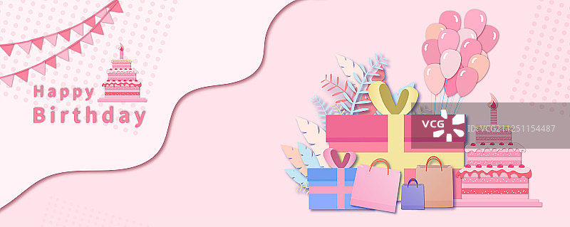 樱桃草莓水果生日蛋糕的周年纪念庆祝插画背景图片素材