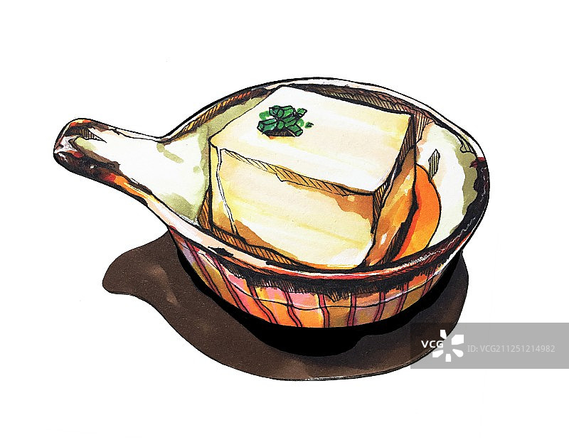 马克笔美食手绘插画 创意嫩豆腐图片素材
