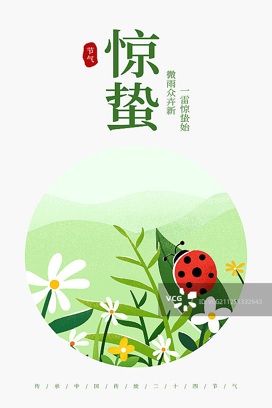 二十四节气-惊蛰插画海报图片素材