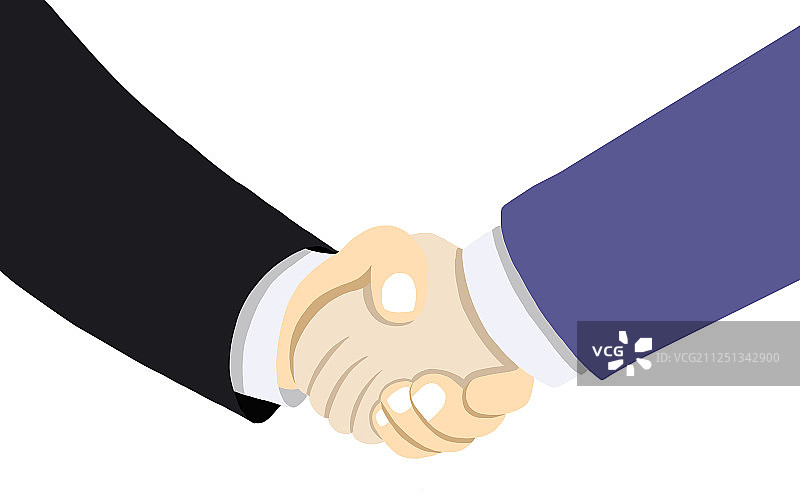 握手扁平化插画图片素材