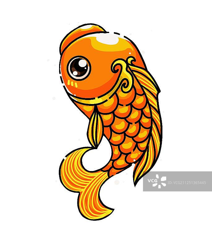 幸运金色锦鲤免扣插画元素图片素材