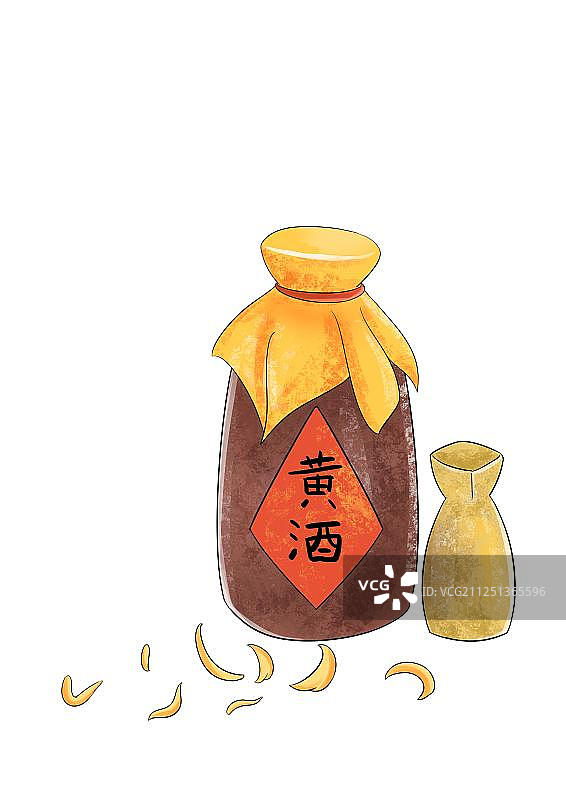 重阳节菊花黄酒酒杯免扣插画元素图片素材